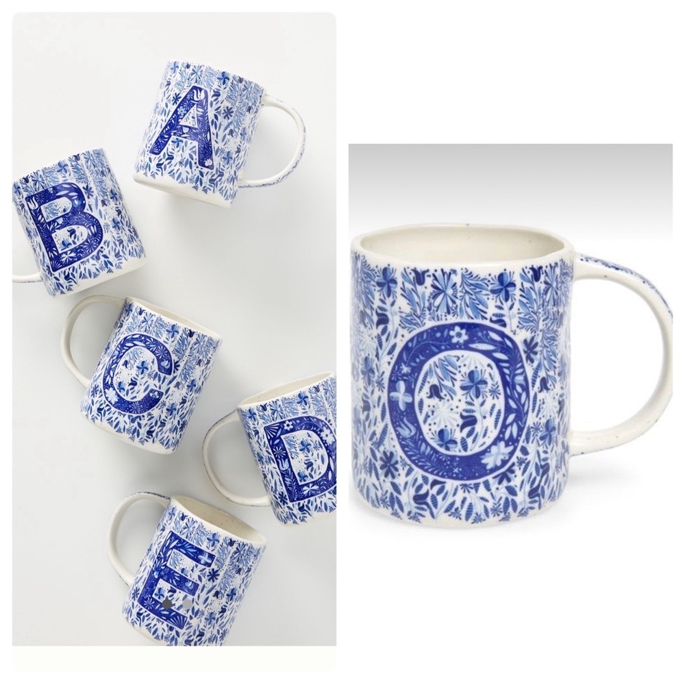 Anthropologie Folksong Monogram Mug Letter O - NEW